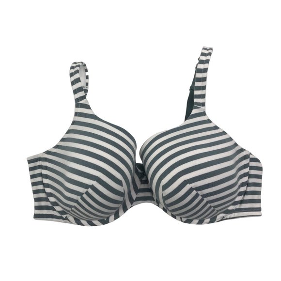 Cacique Cotton T-Shirt Striped Bra Blue White 42DDD - Picture 1 of 4